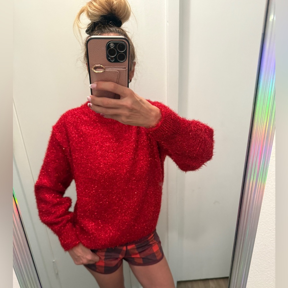 H&M Shimmering Red Knit Top